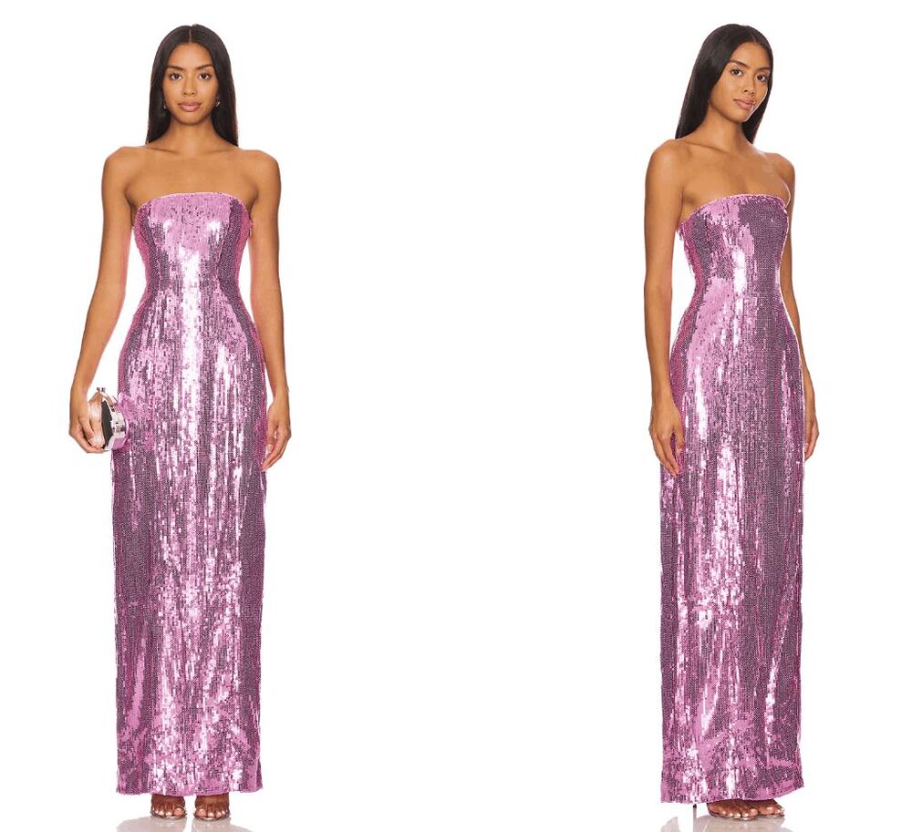RETROFETE Ember Sequin Dress in Pink SIZE SMALL $698